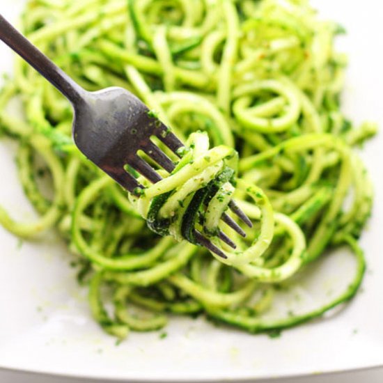 Vegan Kale Pesto Zucchini Noodles