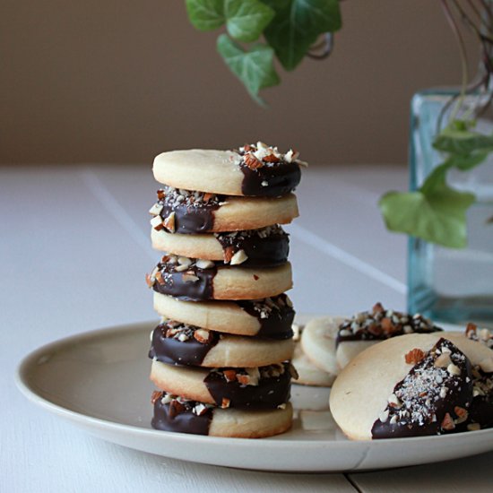 Chocolate Dipped Almond Shortbread