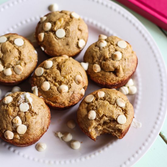 GF White Chocolate Banana Muffins