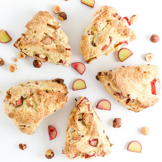 Rhubarb Hazelnut Scones