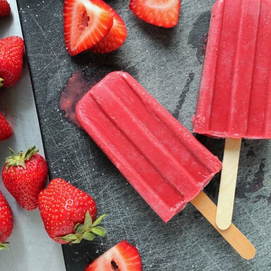 Roasted Strawberry Balsamic Popsicles