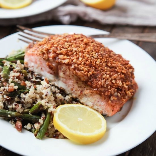 Honey Mustard Pecan Crusted Salmon