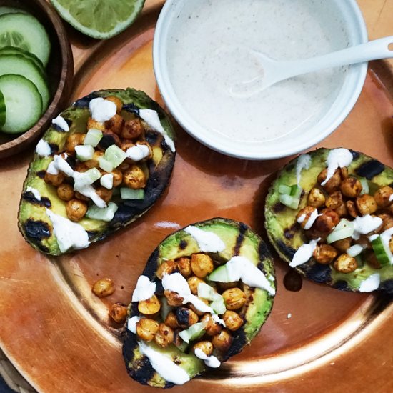 Grilled Avocado & Spiced Chickpeas