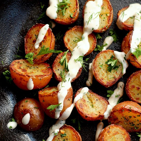 Crispy Potatoes with Ranch Dressing