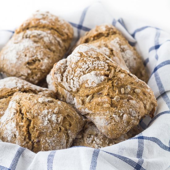 No-Knead Barley Bread with Seeds