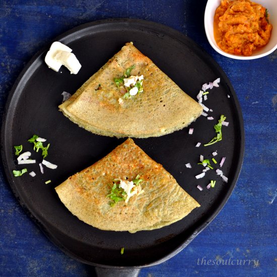 Paneer stuffed Moong Dal Cheela