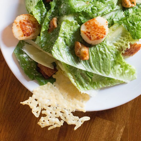 Caesar Salad with Seared Scallops