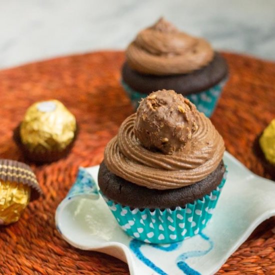 Egg-less Ferrero Rocher Cupcakes