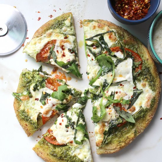 Arugula Pesto Burrata Pizza