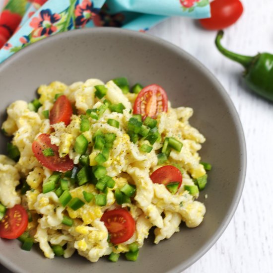 Basil Creamed Corn Pasta Salad