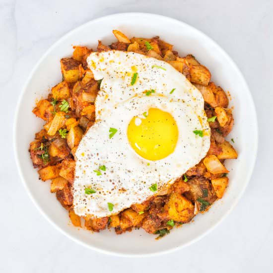 Harissa Hash with Fried Egg