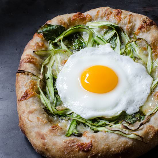 Asparagus, Fontina, and Fried Egg Pizza