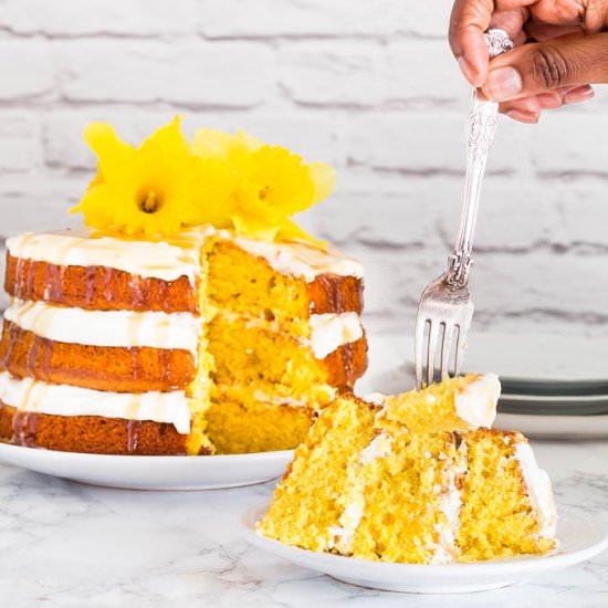 Coconut Mango Cake with Caramel