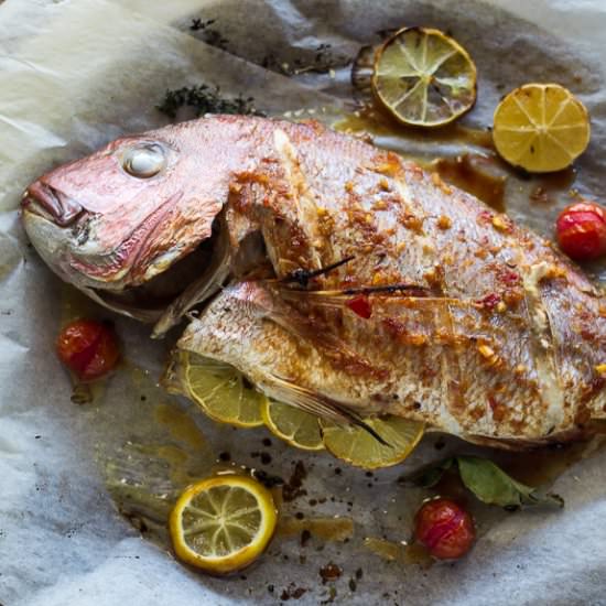 Whole Baked Snapper