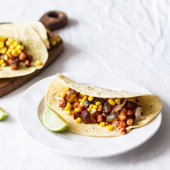 Barbecue Zucchini and Chickpea Taco