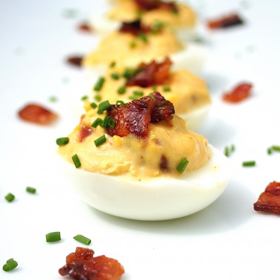 Candied Bacon Deviled Eggs