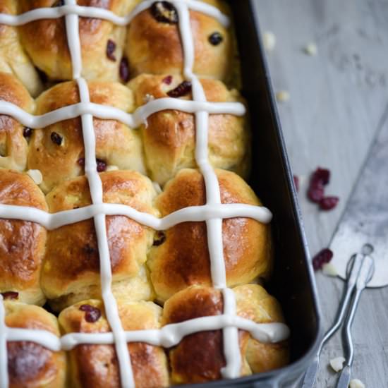 Cranberry Chocolate Hot Cross Buns