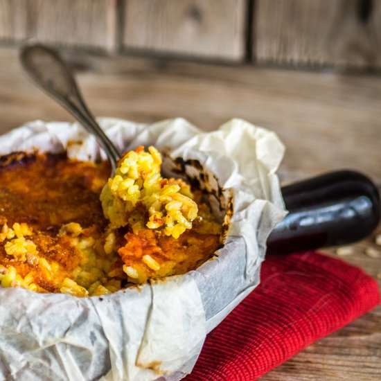 Bolognese sauce rice timbales