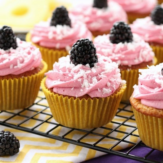 Blackberry Pina Colada Cupcakes