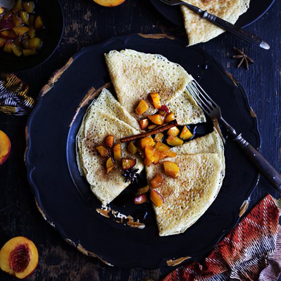 Crepes + Spicy Caramelized Nectarin