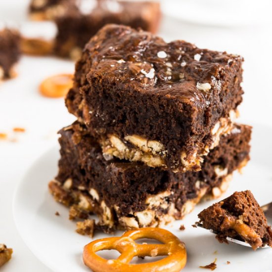 Salted Caramel Pretzel Brownies