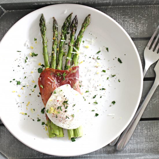 Roast Asparagus, Ham & Egg