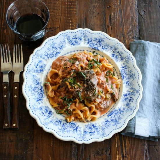 Pasta with Morels and Vodka Sauce