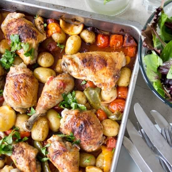 Spanish Chicken Chorizo Bake