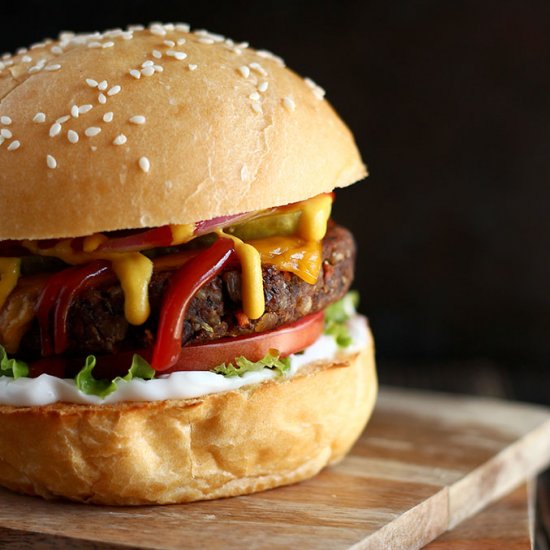 Vegan Mushroom & Black Bean Burgers