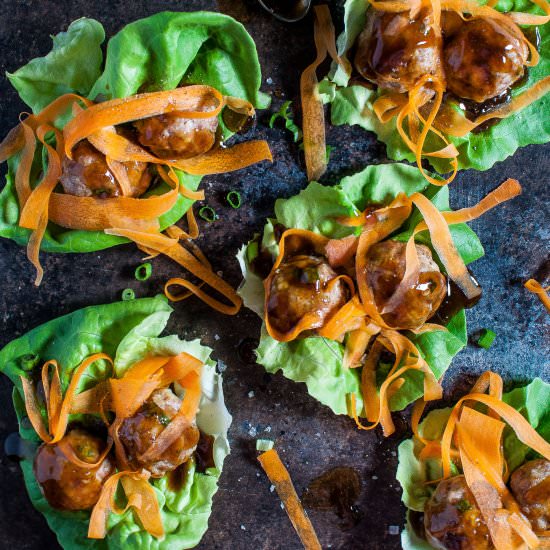 Teriyaki Meatball Lettuce Wraps