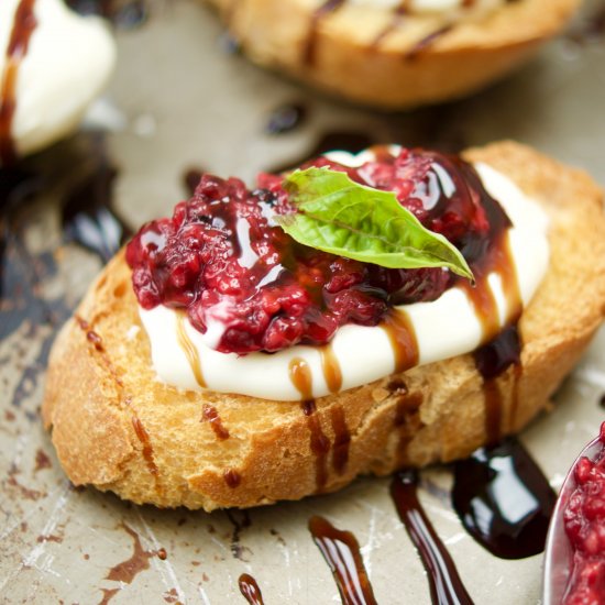 Roasted Raspberry Crostini