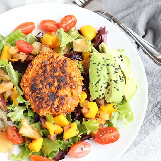 Pineapple Mango Burger Salad