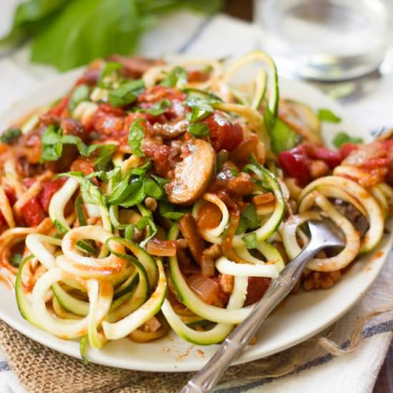 Walnut & Mushroom Zucchini Noodles