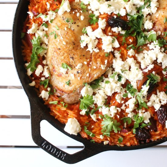 Chicken & Orzo Skillet Bake