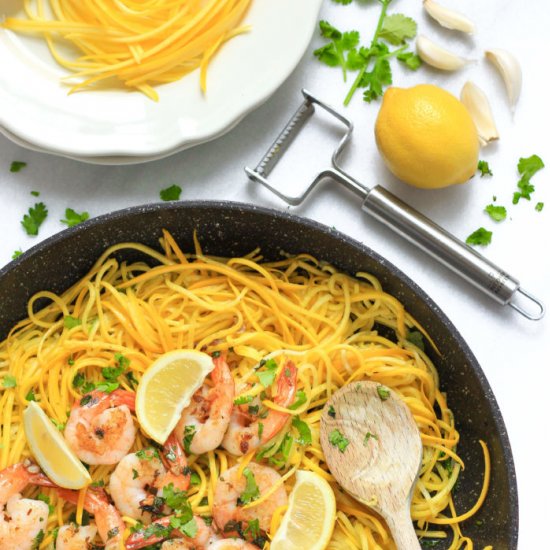 Garlic Butter Shrimp Squash Noodles