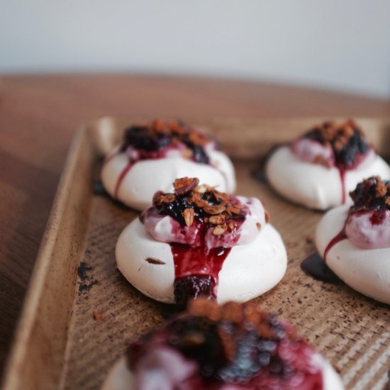 Mini Cardamom Blackberry Pavlovas