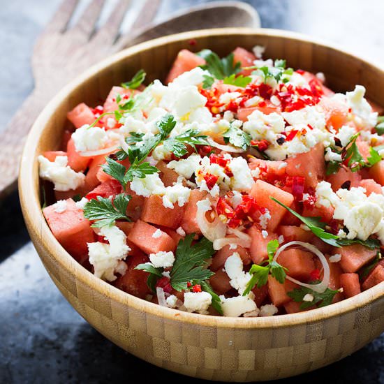 Watermelon Feta Chili Salad