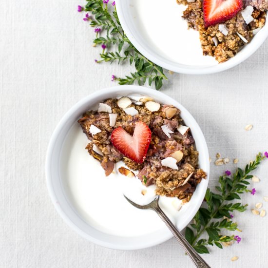 Strawberry & Rhubarb Oat Crisp