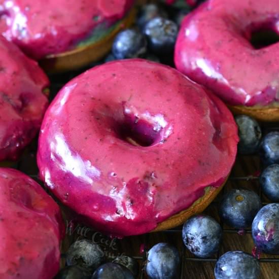 Blueberry Doughnuts with Glaze