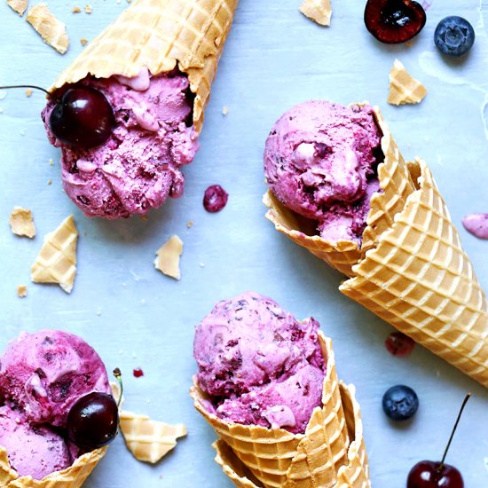 Cherry Blueberry Amaretto Ice Cream