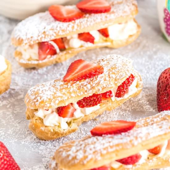 Strawberries & Cream Eclairs