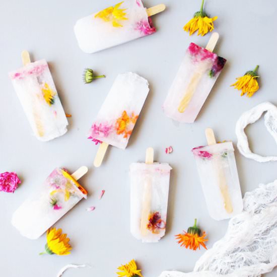 Lemon Lime Flower Popsicles