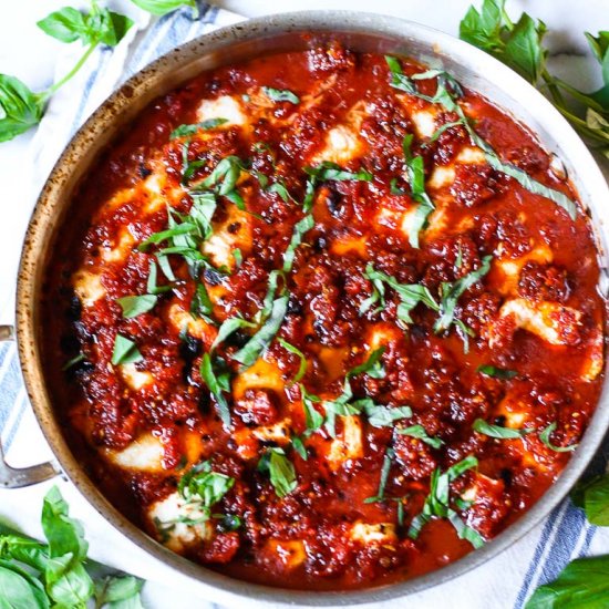 Vegan Skillet Zucchini Parmesan