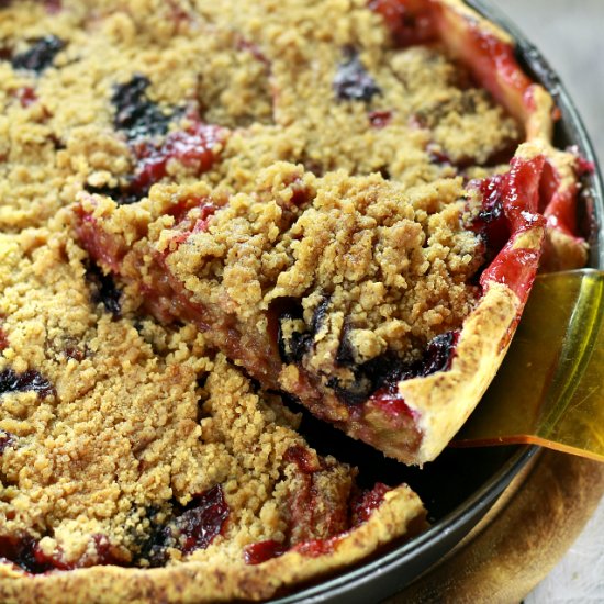 Rhubarb Pie with Blueberries