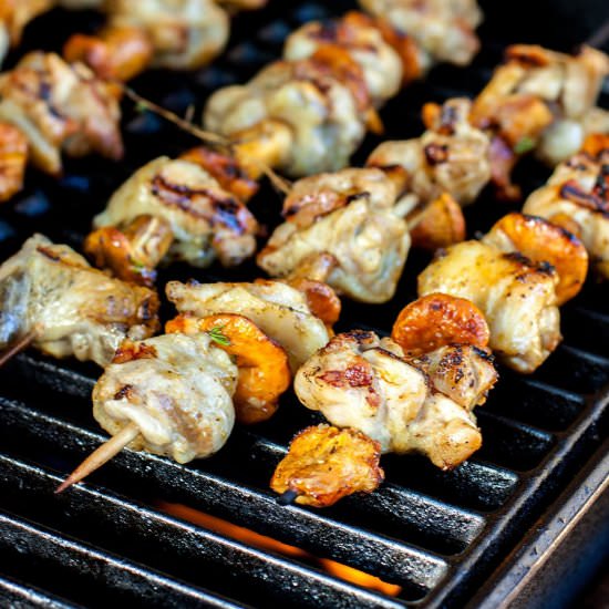 Grilled Chicken & Chanterelle Skewers