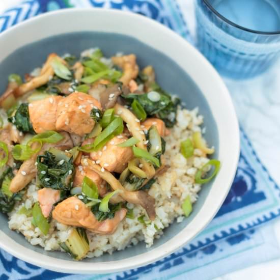 Hoisin Salmon Cauliflower Rice Bowl