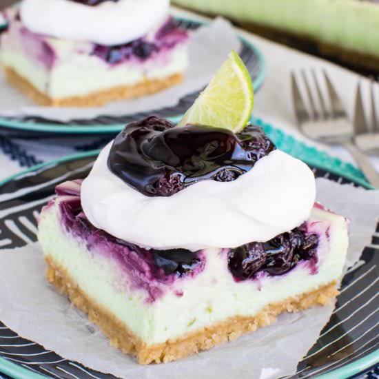 Blueberry Key Lime Cheesecake Bars