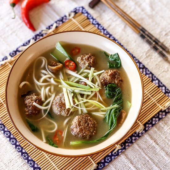 Spicy Meatball Udon Soup