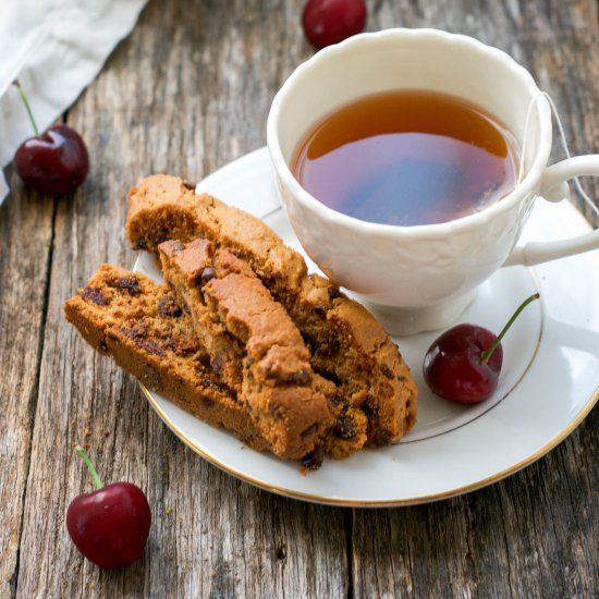 Paleo Chocolate Cherry Biscotti