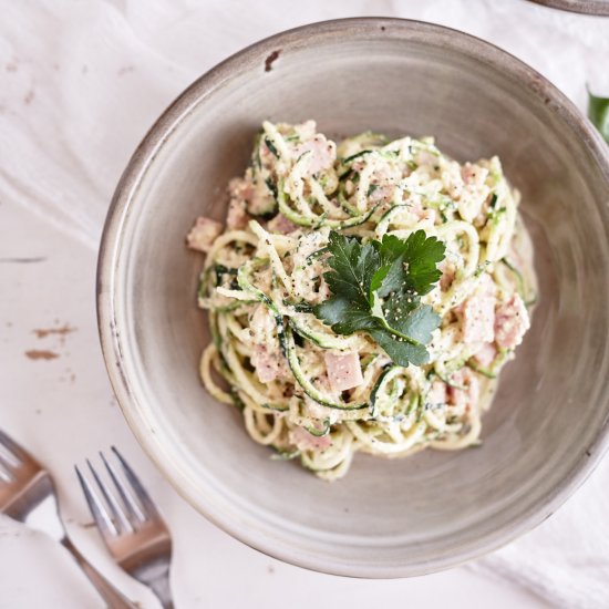 The Best Zucchini Noodle Carbonara